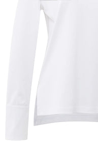 YAYA - Jersey Top with Woven Cuff - Pure White