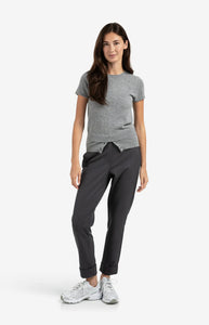 YAYA - Kitted Top with Double Hem - Medium Grey Melange