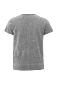 YAYA - Kitted Top with Double Hem - Medium Grey Melange