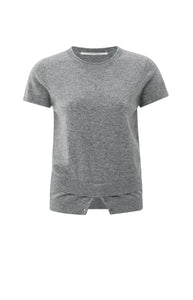 YAYA - Kitted Top with Double Hem - Medium Grey Melange