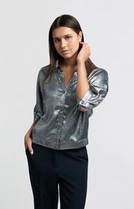 YAYA - Metallic Blouse - Dark Metal Grey