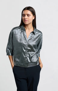 YAYA - Metallic Blouse - Dark Metal Grey