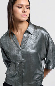 YAYA - Metallic Blouse - Dark Metal Grey