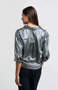 YAYA - Metallic Blouse - Dark Metal Grey