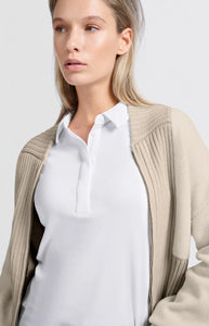 YAYA - Fine Ribbed Polo - Pure White