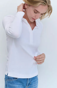 YAYA - Fine Ribbed Polo - Pure White