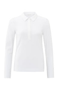 YAYA - Fine Ribbed Polo - Pure White