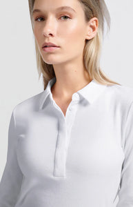 YAYA - Fine Ribbed Polo - Pure White