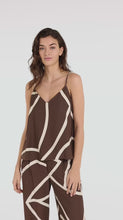 Load and play video in Gallery viewer, YAYA - Woven Print Pants -  Chocolate Martini Brown Dessin
