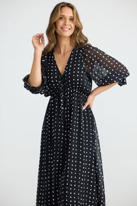 Brave & True - Parkside Polka Dot Dress - Black
