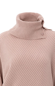 YAYA - Ribbed Batwing Sweater - Blush Pink Melange