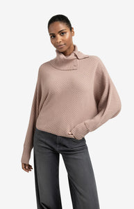 YAYA - Ribbed Batwing Sweater - Blush Pink Melange