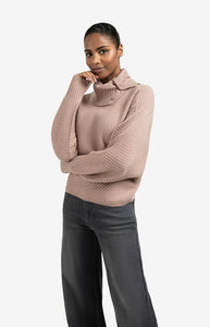 YAYA - Ribbed Batwing Sweater - Blush Pink Melange