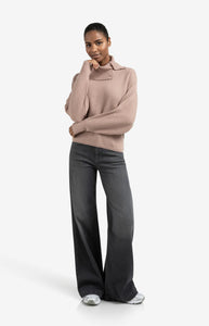 YAYA - Ribbed Batwing Sweater - Blush Pink Melange