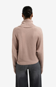 YAYA - Ribbed Batwing Sweater - Blush Pink Melange