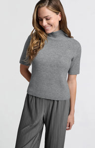 YAYA - Short Sleeve Sweater - Light Metal Grey