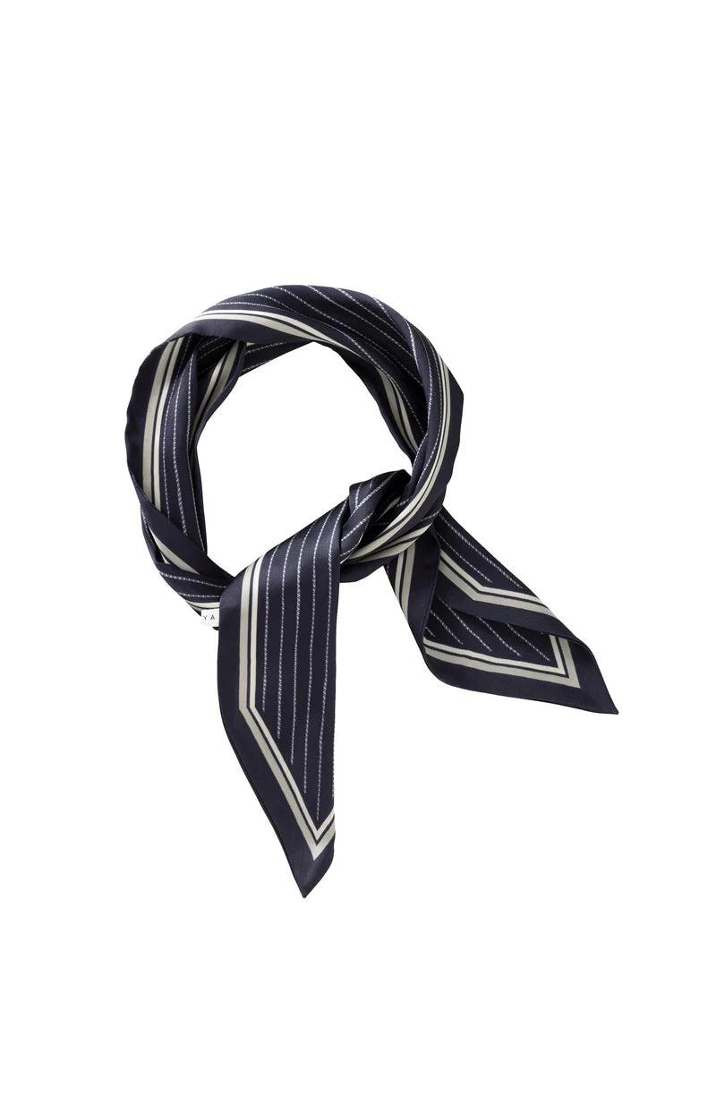 YAYA - Scarf with Fine Stripes - Inkwell Blue Dessin