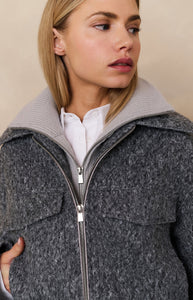 YAYA - Short Boucle Jacket - Black Oyster Melange