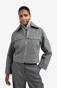 YAYA - Short Boucle Jacket - Black Oyster Melange