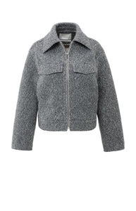 YAYA - Short Boucle Jacket - Black Oyster Melange