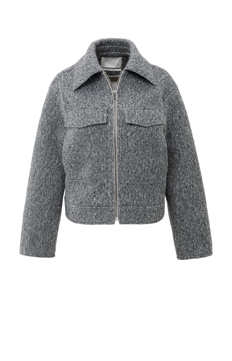 YAYA - Short Boucle Jacket - Black Oyster Melange