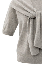 Load image into Gallery viewer, YAYA - Short Sleeve Sweater with Fixed Scarf - Brownish Grey
