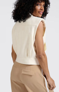 YAYA - Sleeveless Crop Jacket - Summer Sand Melange