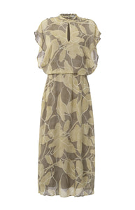 YAYA - High Neck Dress - Light Green Dessin