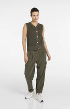 Load image into Gallery viewer, YEST - Sleeveless Textured Cardigan - Army Green
