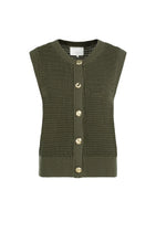 Load image into Gallery viewer, YEST - Sleeveless Textured Cardigan - Army Green
