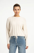 Load image into Gallery viewer, YAYA - Rib Batwing Sweater with Drawstring - Off White Melange
