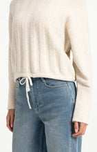 Load image into Gallery viewer, YAYA - Rib Batwing Sweater with Drawstring - Off White Melange
