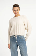 Load image into Gallery viewer, YAYA - Rib Batwing Sweater with Drawstring - Off White Melange
