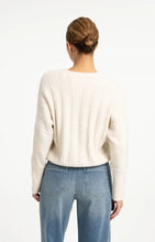 Load image into Gallery viewer, YAYA - Rib Batwing Sweater with Drawstring - Off White Melange
