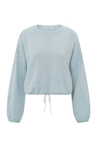 YAYA - Corded Hem Sweater - Blue Melange