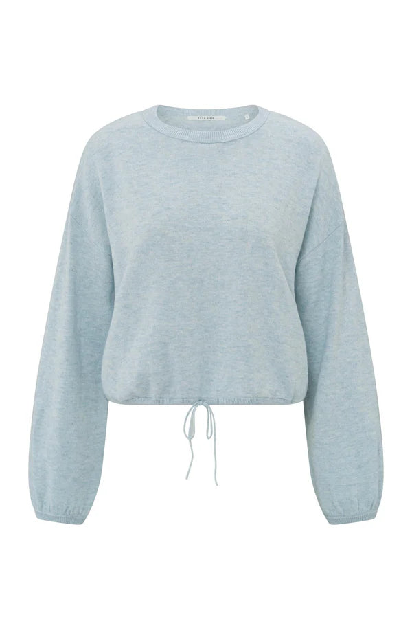 YAYA - Corded Hem Sweater - Blue Melange