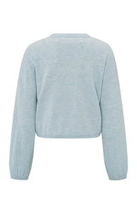 YAYA - Corded Hem Sweater - Blue Melange