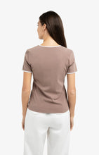 Load image into Gallery viewer, YAYA - T-Shirt with contrasting trim - Deep Taupe Brown
