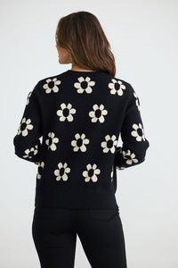 Brave & True - Flower Sweater - Black