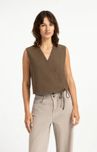 Load image into Gallery viewer, YAYA - Woven Gilet with Wrap Effect - Teak Brown
