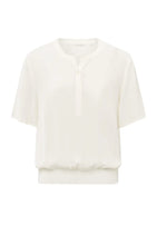 Load image into Gallery viewer, YAYA - Woven Polo with Ribbed Waistband - Off White
