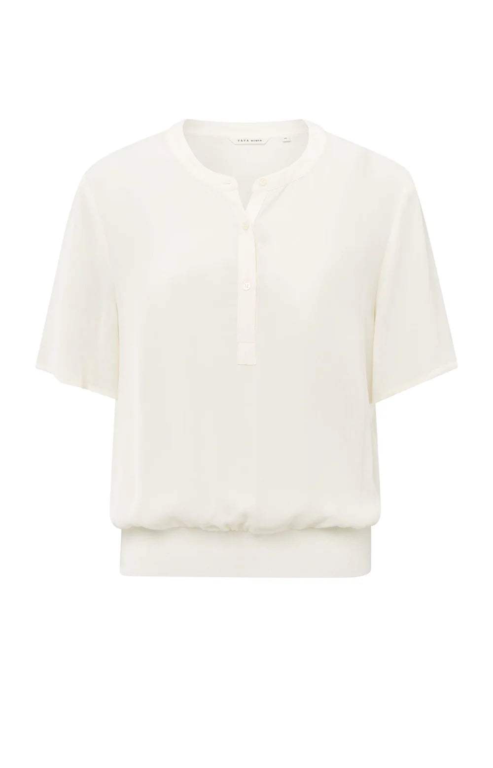 YAYA - Woven Polo with Ribbed Waistband - Off White