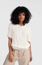 Load image into Gallery viewer, YAYA - Woven Polo with Ribbed Waistband - Off White
