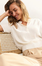 Load image into Gallery viewer, YAYA - Woven Polo with Ribbed Waistband - Off White
