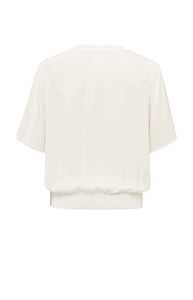 YAYA - Woven Polo with Ribbed Waistband - Off White