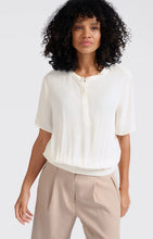 Load image into Gallery viewer, YAYA - Woven Polo with Ribbed Waistband - Off White
