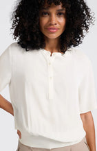 Load image into Gallery viewer, YAYA - Woven Polo with Ribbed Waistband - Off White
