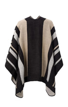 Load image into Gallery viewer, YAYA _ Wrap Poncho with stripes ~ Black
