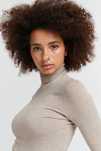 Ichi MAFA Roll Neck Jumper ~ Doeskin Melange