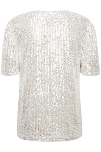 ICHI -  Fauci Sequin Top ~ Frosted Almond
